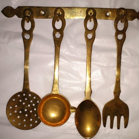 Vintage Brass Accents Salehanging Brass Kitchen Utensil Vintage